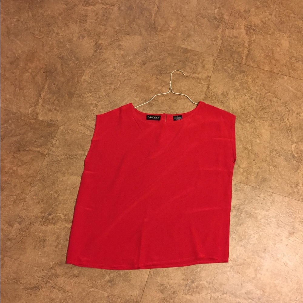 Loose fitting red silk tank
